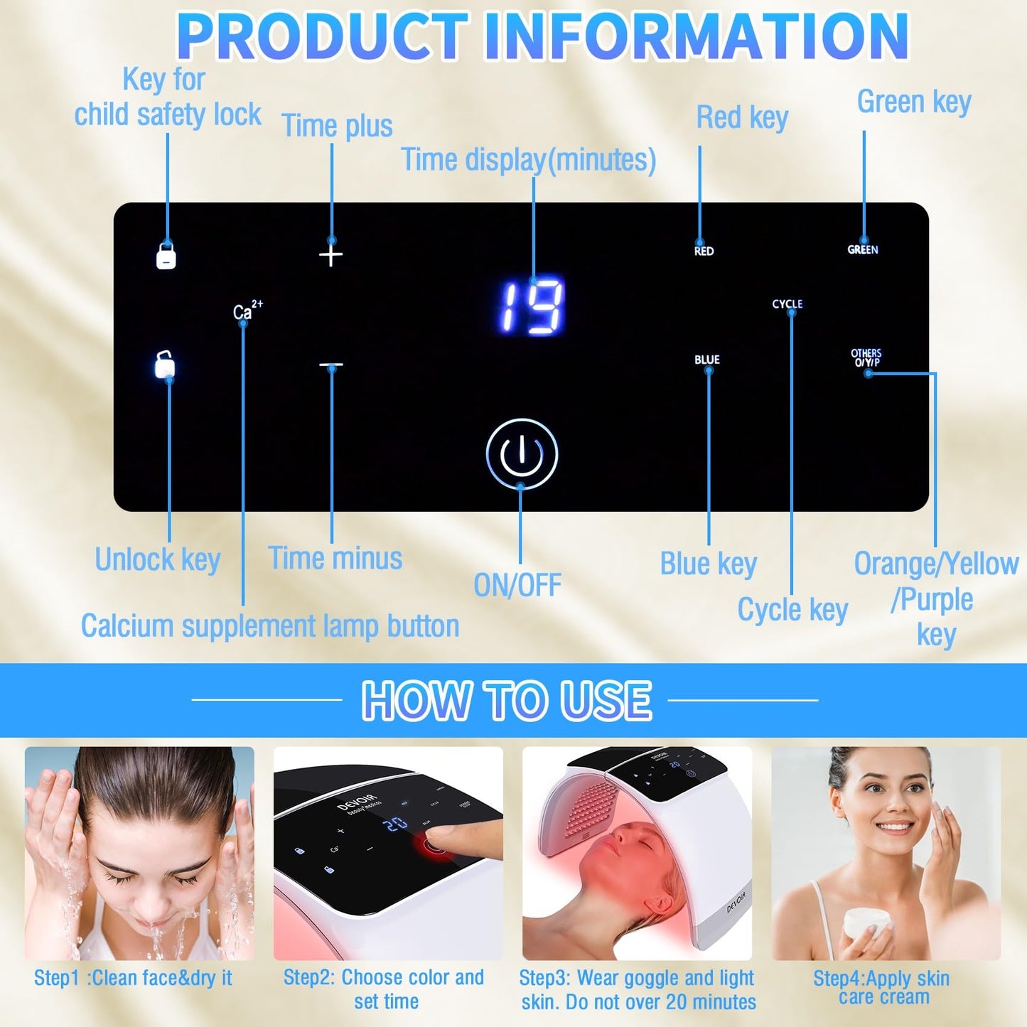 7 Color with LED Face for Facial Problems of SPA Facial Body Skin Care Beauty Salon Device-White