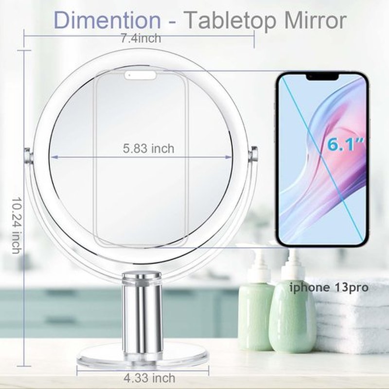 CLSEVXY Vanity Mirror Makeup Mirror with Stand, 1X/15X Magnification Double Sided 360 Degree Swivel Magnifying Mirror, 7.4 Inch Portable Table Desk Counter top Mirror Bathroom Shaving Mirror