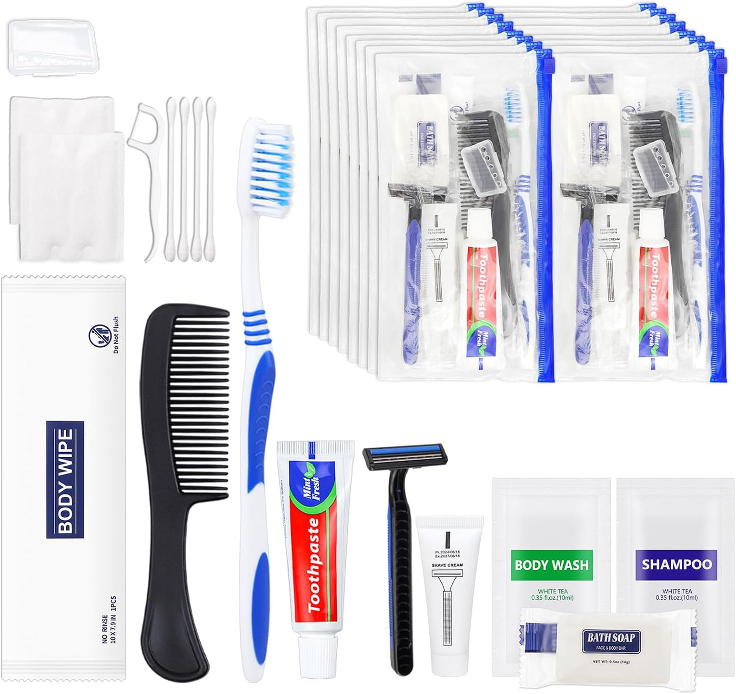Toiletry Kits for Personal Hygiene - Individually Packed Care Package Supplies for Homeless | Bulk Set