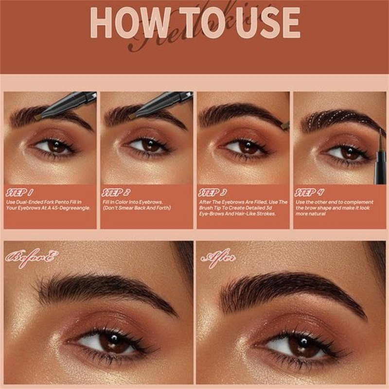 Forked Dual-Ended Liquid Eyebrow Pencil, Lilyrhyme Forked Dual-Ended Liquid Eyebrow Pencil, Hellokiss Microblading Eyebrow Pen Waterproof, Double Head Liquid Eyebrow Pencil