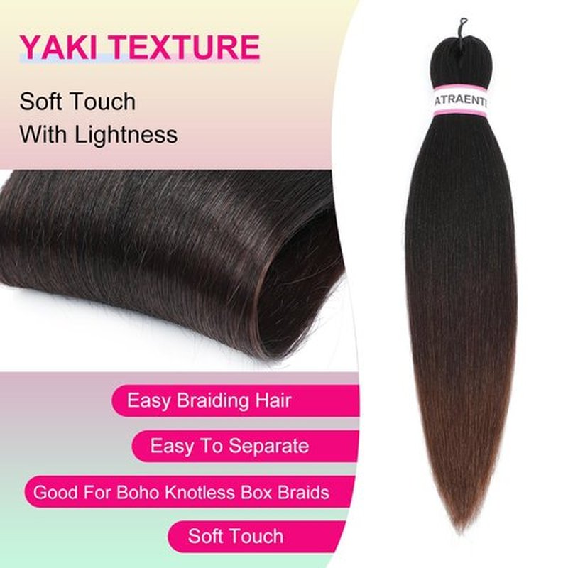 ATRAENTE Braiding Hair Pre Stretched,18 Inch 8 Packs Ombre Braiding Hair for Boho Box Braids Yaki Texture Hot Water Setting Soft And Light(18"1B/33/30)
