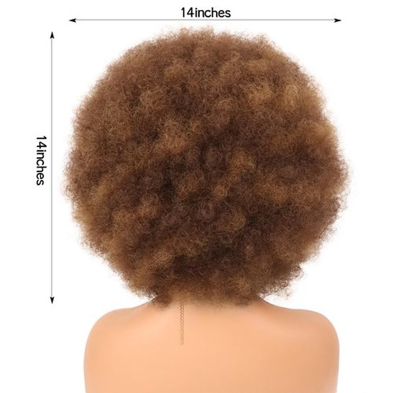 G&T Wig 70s Afro Puff Mixed Brown Wigs for Black Women Glueless Wear and Go Wig Natural Looking Fluffy and Large Bouncy Afro Wigs for Daily Party Use