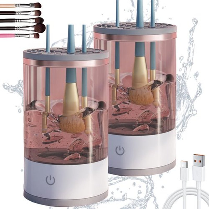 Beauty Swirl Cosmetic Brush Cleaner, The Cozy Luna Brush Cleaner, Rechargeable Makeup Brush Cleaner Machine, Automatic Electric Make Up Brush Cleaner (2 PCS)