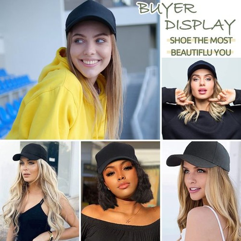 S-noilite 16" Baseball Cap with Hair Baseball Hats with Hair Attached Curly Wavy Cap Wig with Hair Extensions Adjustable Culry Baseball Hat Wig for Women (16" -Curly, Sandy Blonde & Bleach Blonde)
