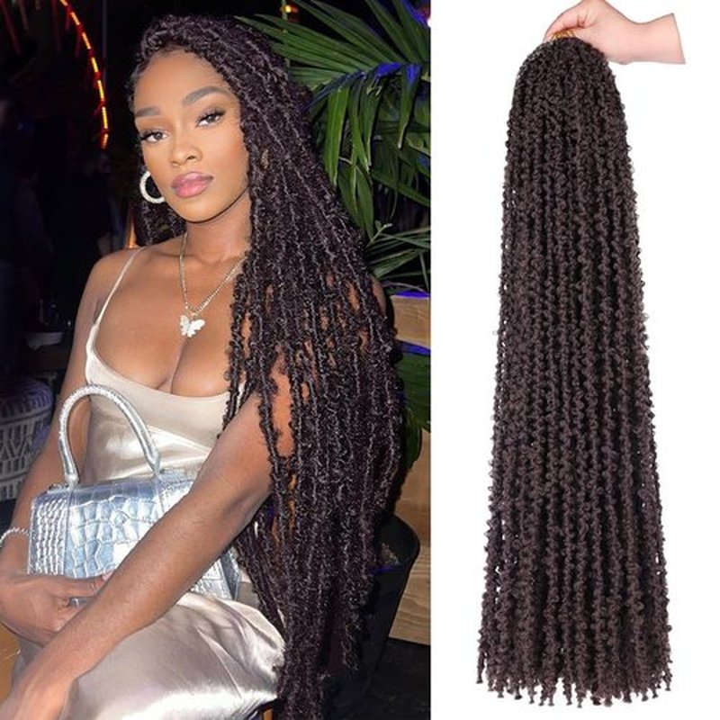 ZRQ 30 Inch Butterfly Locs Crochet Hair 6 Packs Distressed Faux Locs Crochet Braids, Pre looped Handmade Goddess Soft Locs Light Weight Crochet Locs for Women(6Packs,4#)