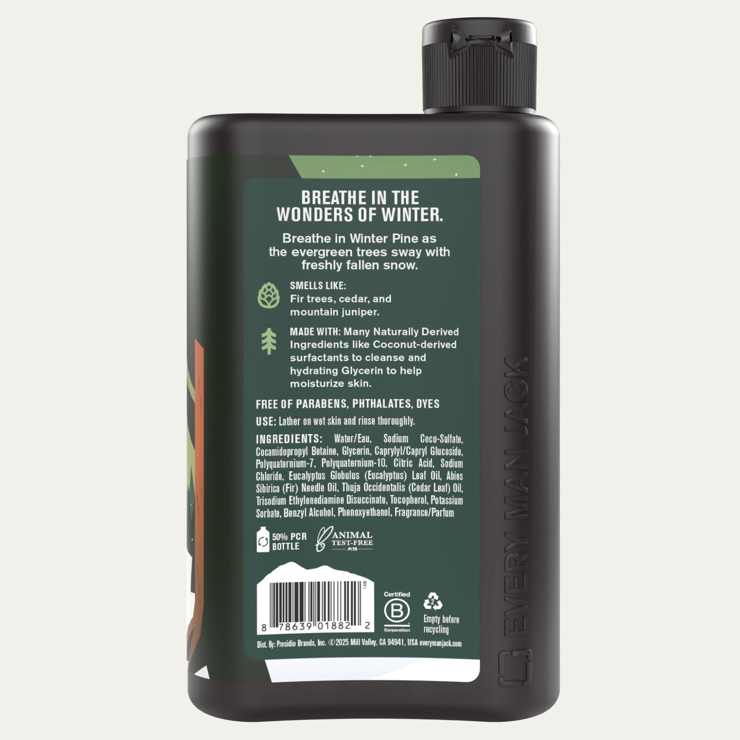 Every Man Jack Hydrating Body Wash - Winter Pine - Deeply Clean with Glycerin + Naturally Derived Ingredients - 13.5 oz (2 Pack)
