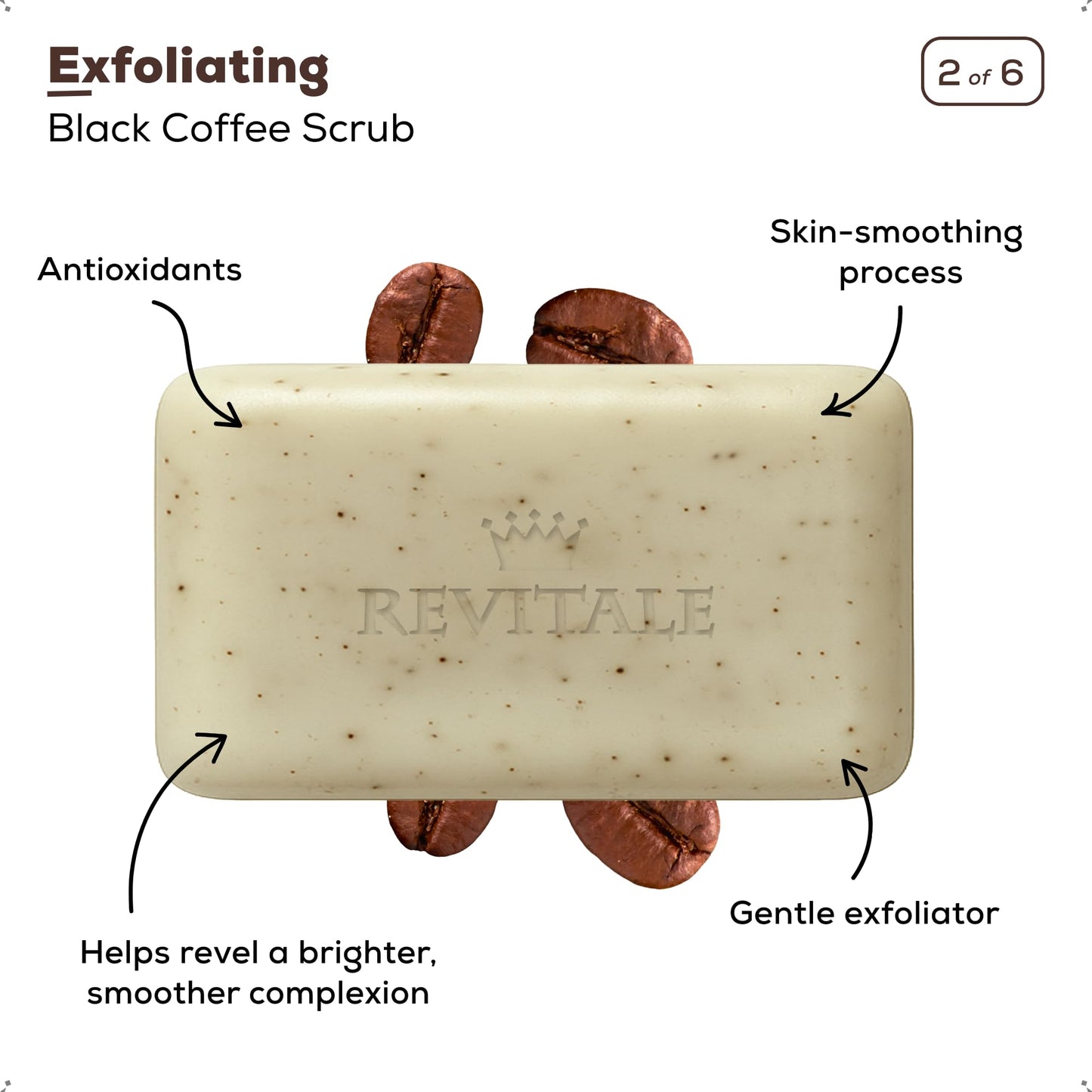 REVITALE Natural Cleansing Soap Bars Set – 6 x 100g – Daily Hand, Face & Body Wash, Shower Soap & Skincare Gift Set