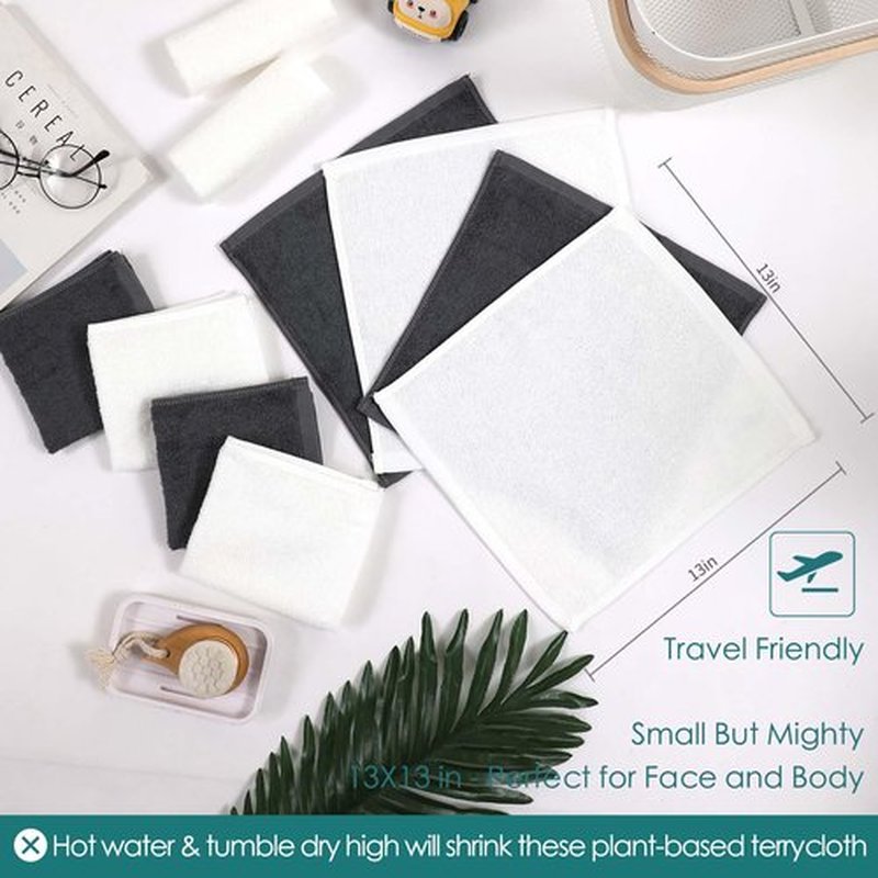 JEFFSUN Makeup Remover Towels 6 Pack, 13x13 inch XLarge Wash Cloths for Face and Body, Super Soft and Gentle Face Towels on Sensitive Skin, Easy to Rinse Grey Facial Cleaning Cloths for Bathroom