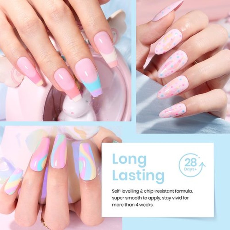 beetles Valentines Gel Polish Nail Set 20 Colors Summer Pastel Girly Sparkle Glitter Uv Gel Dreamy Town Collection Macaroon Bright Pastel Nail Manicure Kit with 3Pcs Base Top Coat Gift for Girls