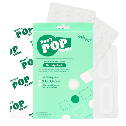 SoloVegan Blemish Patch - Invisible Hydrocolloid Acne Treatment for Breakouts | 55 Count (1 Pack)