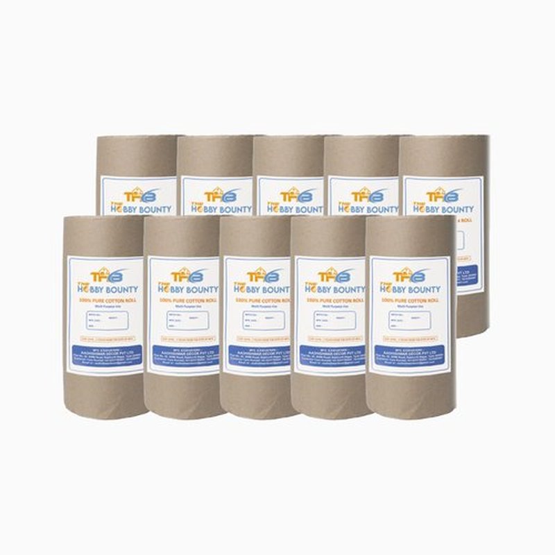 Absorbent Pure Cotton Roll 4.40 lbs Rolled Cotton Ball Multipurpose Soft Cotton use for Surgical First Aid Saloon Makeup Remover Beauty and Baby Care Pure Cotton Wool Roll 500 Gram (Pack of 10)