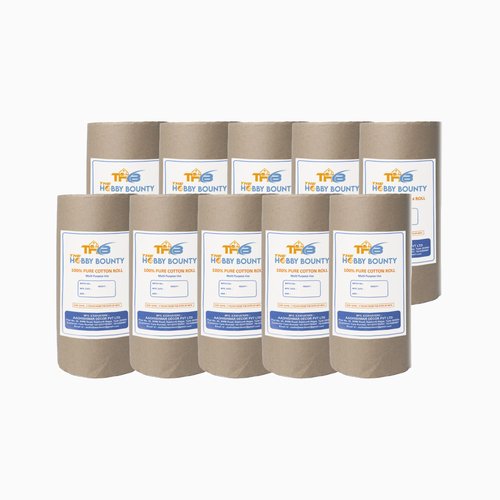 The Hobby Bounty Absorbent Pure Cotton Roll 4.41 Lbs Rolled Cotton Ball Multipurpose Soft Cotton Use For Surgical FirstAid Saloon Makeup Remover And BabyCare Pure Cotton Wool Roll 100 Gram(Pack Of 20)