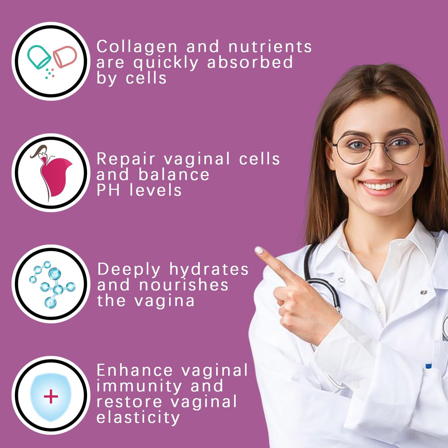 Finneya Vaginal Moisturizer for Women - Intense Hydration & pH Balanced Formula with Collagen & Hyaluronic Acid, Menopause & Intimate Dryness Relief, Soothes Irritation & Supports Feminine Health