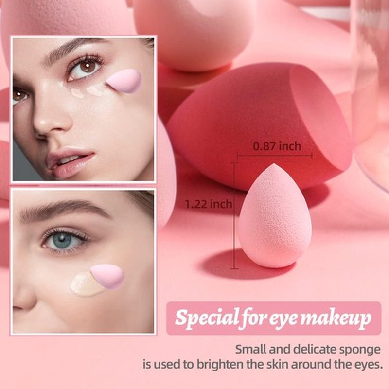 Makeup Sponge Set BS-MALL Blender Sponges 7 Pcs for Liquid, Cream, and Powder, Multi-colored with 1 Mini Makeup Sponge Pink (A-Pink）