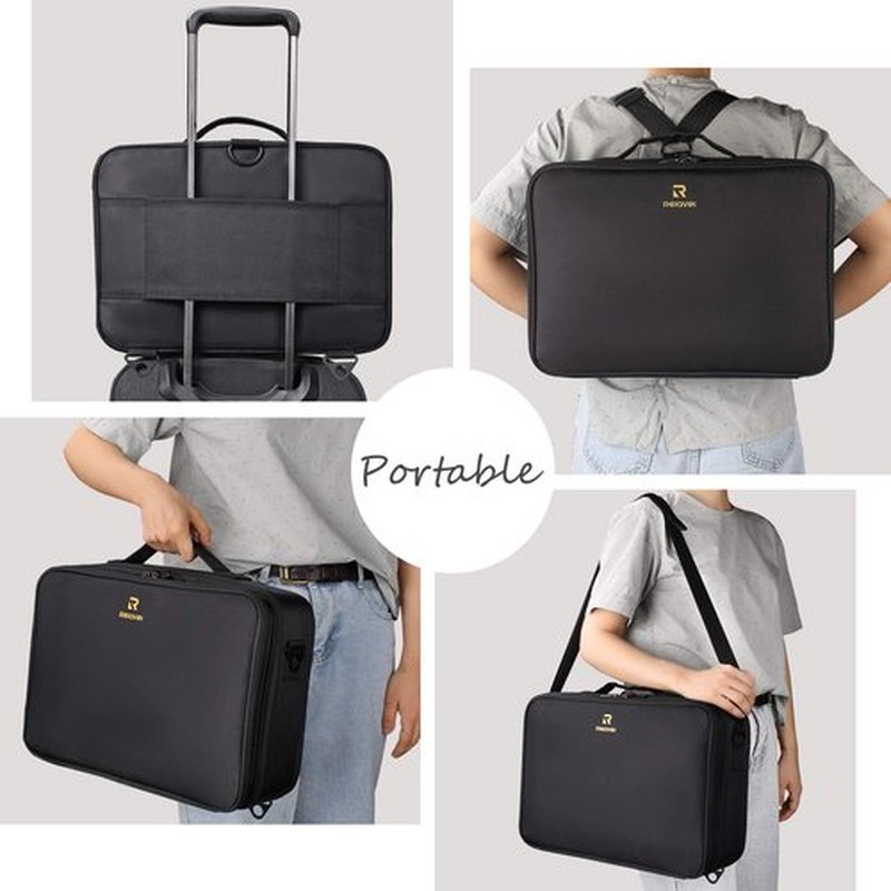 Relavel Travel Makeup Train Case Makeup Cosmetic Case Organizer Portable Artist Storage Bag with Adjustable Dividers for Cosmetics Makeup Brushes Toiletry Jewelry Digital Accessories