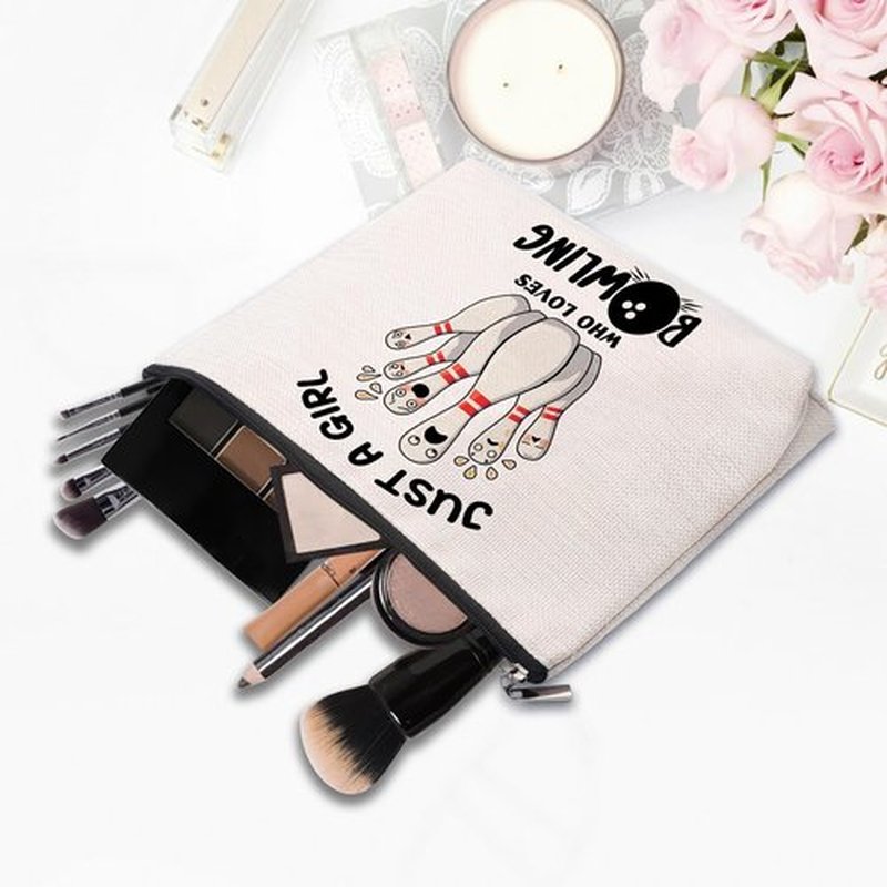 CEASQVAA Bowling Accessories Makeup Bag, Bowling Gifts for Women, Bowling Party Favors Bags, Bowling Lover Stuff Birthday Gifts Cosmetic Makeup Bag Pouch