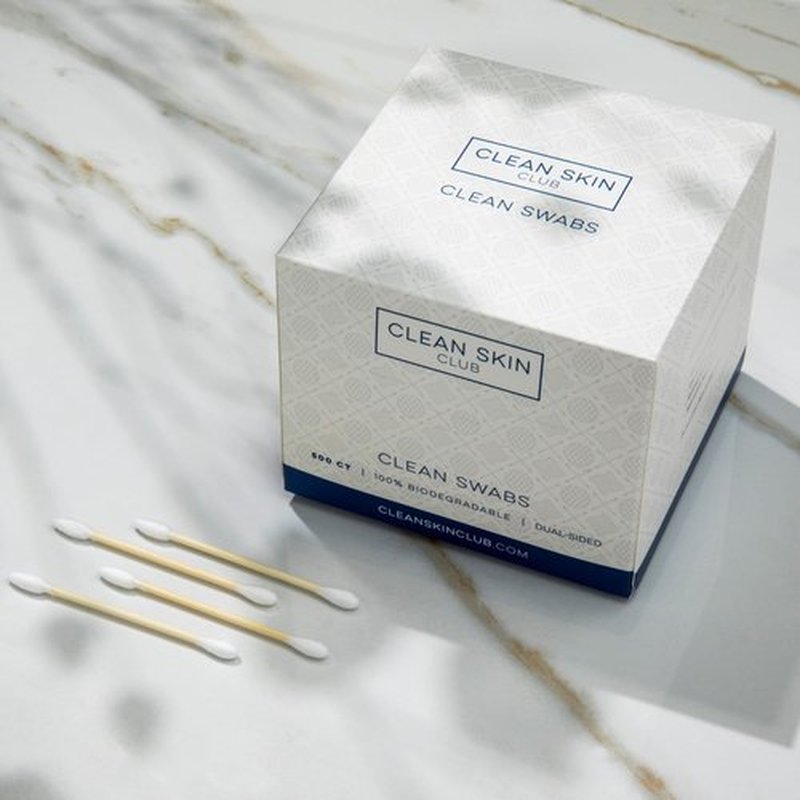Clean Skin Club Clean Swabs | 500CT | One Pointed Tip | Biodegradable + Organic Cotton & Bamboo | Makeup & Nail Polish Touch-ups | Chlorine-Free & Hypoallergenic (500 Count)