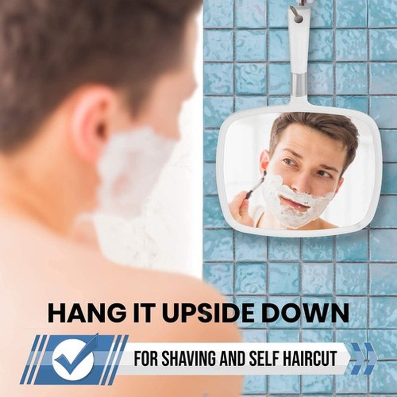 MIRRORVANA® Large Hand Held Mirror with Comfy Handle for Women and Men - Personal Barber Haircut Mirror to See Back of Head - Espejo de Mano - 9" x 13" (White)