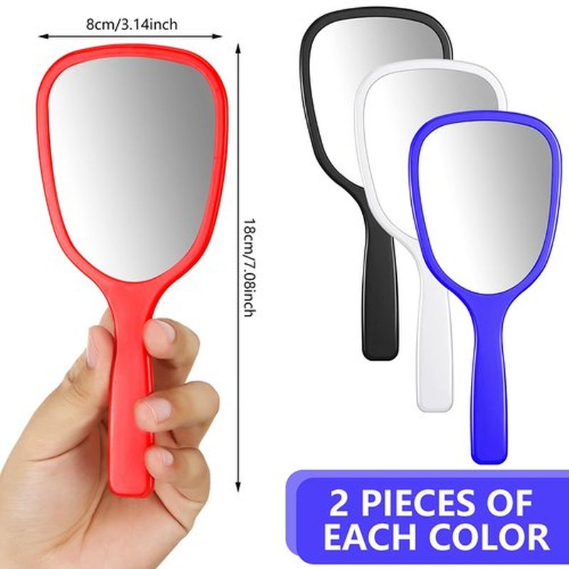 Jetec Small Handheld Hand Mirror Compact Travel Makeup Mirror Handheld Cosmetic Personal Mirror Portable Vanity Mirror 3.15 * 7.09inch(Blue, Black, Red, White,8 Pieces)