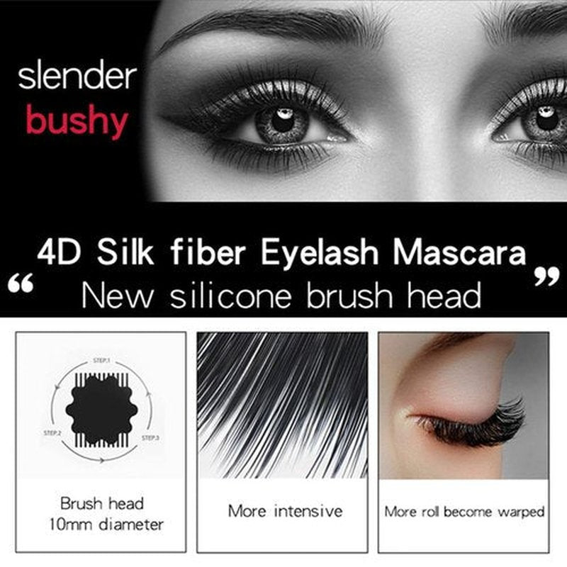4D Silk Fibers Lashes Mascara,Waterproof Smudge-proof Thickening Mascara,Exquisitely Full,Thickening Softer Fuller Lashes,Long-Lasting No Flaking Natural No Clumping,All Day Exquisitely Full(4 PCS)