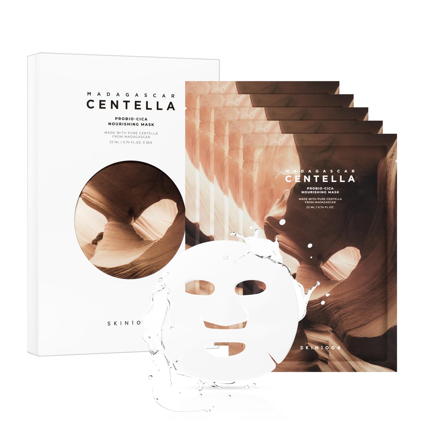 SKIN1004 Madagascar Centella Probio-Cica Nourishing Mask, Face Masks Skincare for Skin Barrier Support, Deeply Hydrating Facial Mask for Nourishing & Elasticity, Korean Skin Care, 0.84 oz / 23ml * 5ea