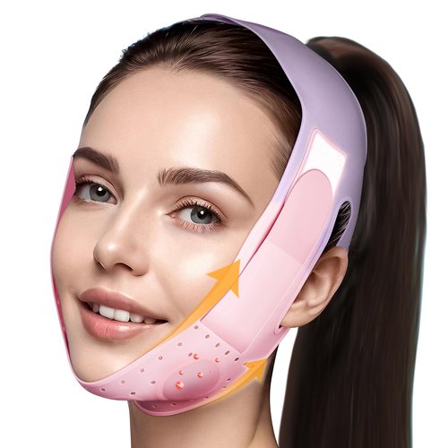 Reusable V Line Face Strap, Soft Silicone Chin Strap for Women 23-27 Inches(PINK)