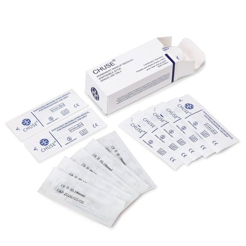CHUSE 19U 50pcs 0.18mm Nano Mircoblading Needle Permanent Makeup Manual Eyebrow Tattoo Needle