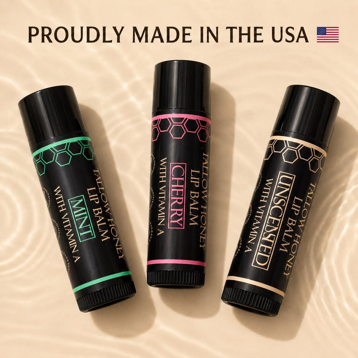 Terra Lotus - Tallow Lip Balm (5 Pack) - Hydrating With Organic Italian Olive Oil, Pure Grass Fed Tallow, and Beeswax - Long Lasting Lip Therapy (Unscented)