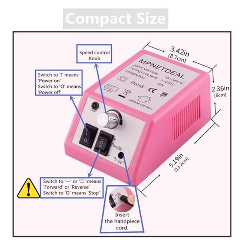 Electric Nail Drill Mpnetdeal Nail Drill Machine Nail File e File Drill Set Kit for Acrylic Nails Gel Nail Glazing Nail Drill Nail Art Polisher Sets Glazing Nail Drill Grinder Manicure Pedicure(Pink)