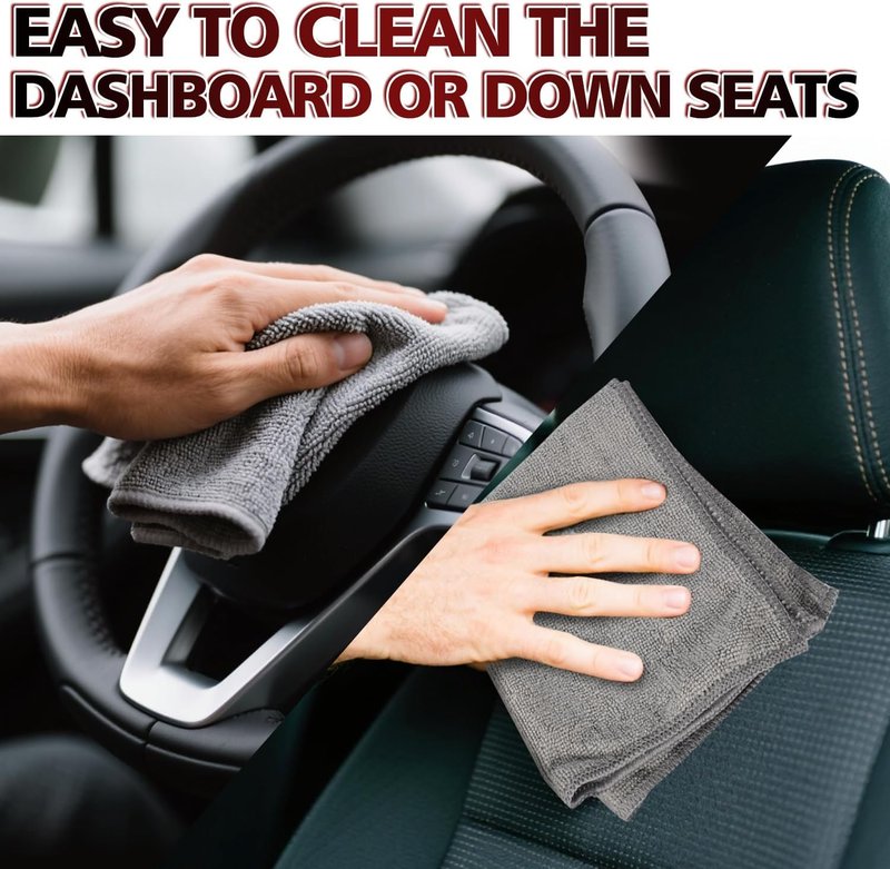 Microfiber Cleaning Cloths - 12 Pack Ultra Absorbent 13x13 Inch Towels | Lint-Free Car Washing Rags, 1200 Washes