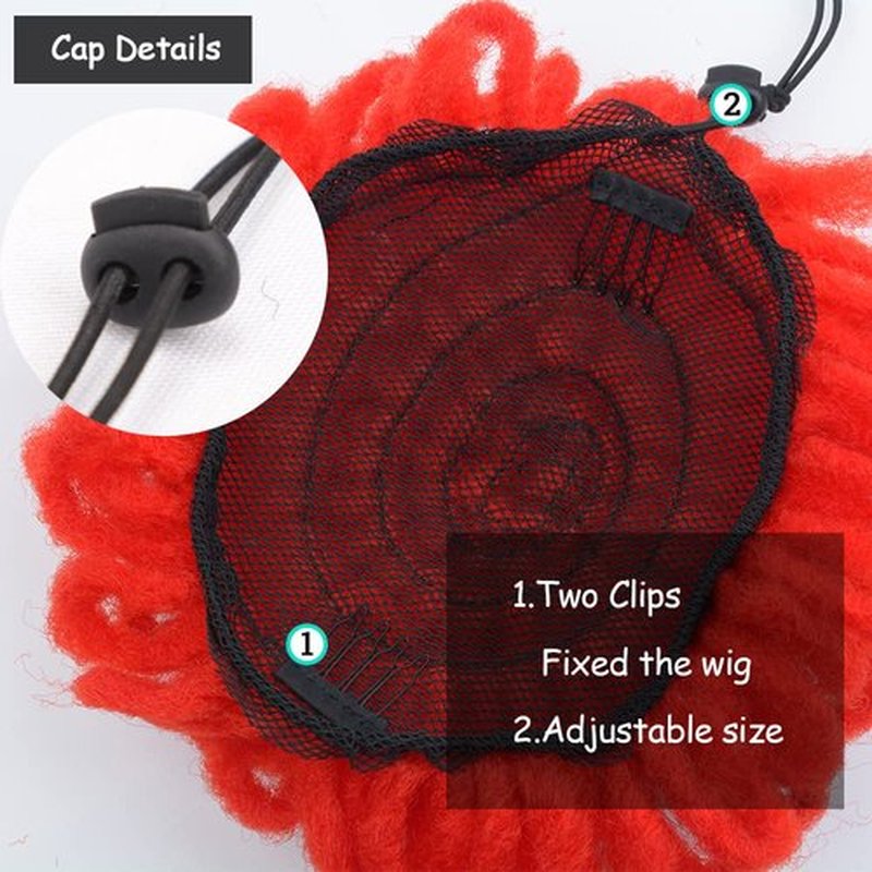 Yinmei Baibian Loc Ponytail Drawstring Petal Bun Red Afro Dreadlock Buns Pony Tail Curly Puff Braid Ponytails For Black Women Faux Locs Braided Bun(Red)
