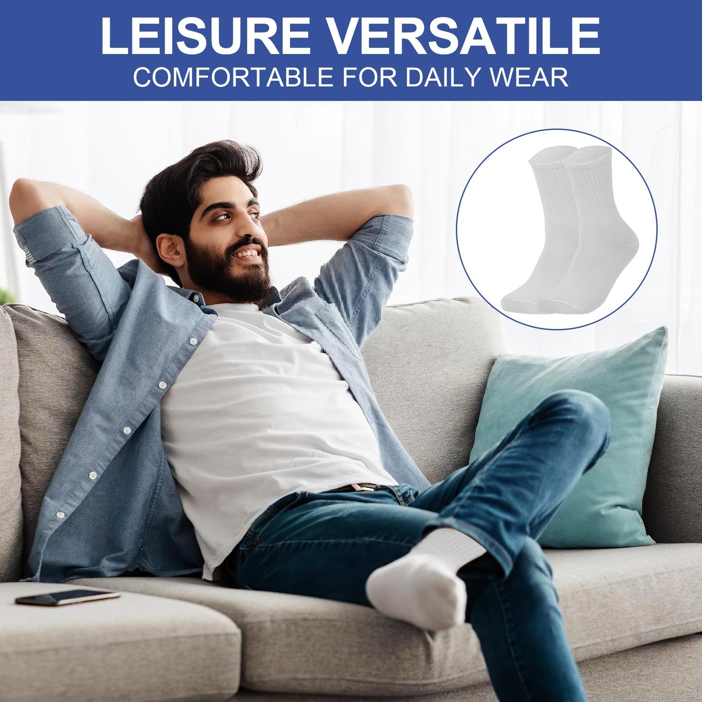 120 Pairs Crew Socks Bulk Athletic Sport Casual Boot Breathable Long Socks for Men Women Unisex