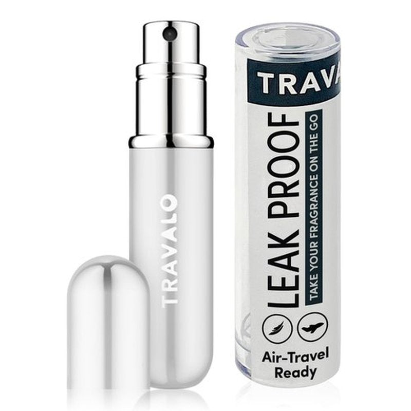 Travalo Classic HD Perfume Atomizer | Genie-S TSA Approved Travel Perfume Bottle Refillable | Reusable Airtight Easy-Fill Mini Pump Sprayer | Lightweight Elegant Design w/Volume Window Silver 0.17oz