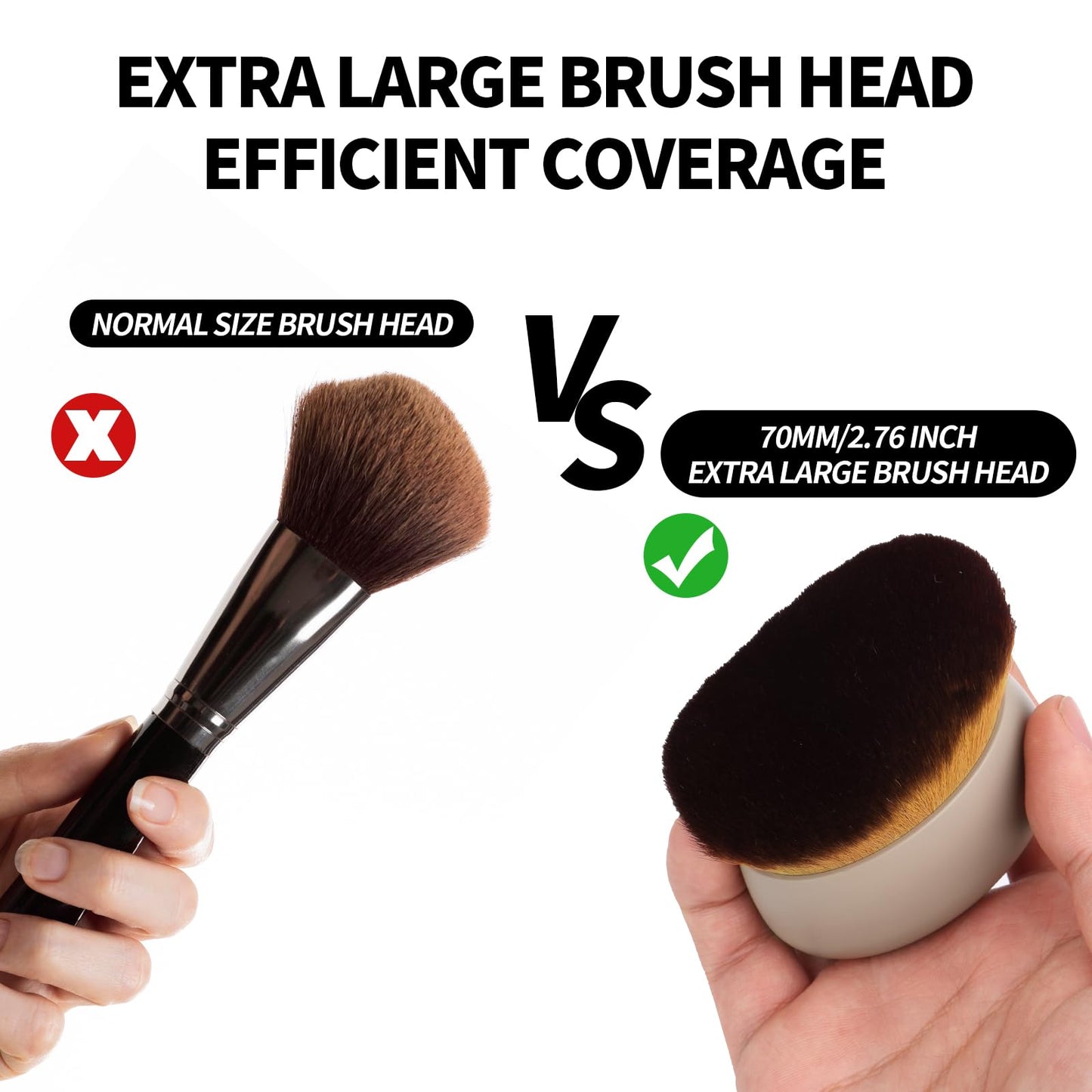 Body Makeup Brush for Self Tanner, Large Self Tanning Applicator Tan Brush Provides Even Application for Face Neck Back Legs, Wet & Dry Use (Khaki)