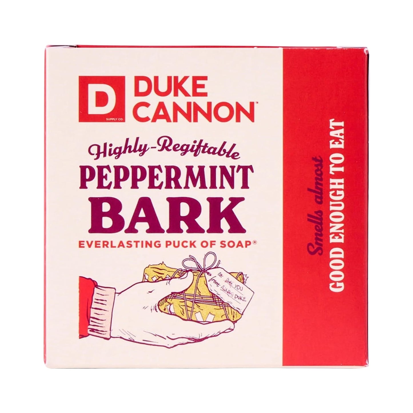 Duke Cannon Peppermint Bark Soap for Men – Refreshing Holiday Scent, Long-Lasting Puck of Soap, 5 oz Bar