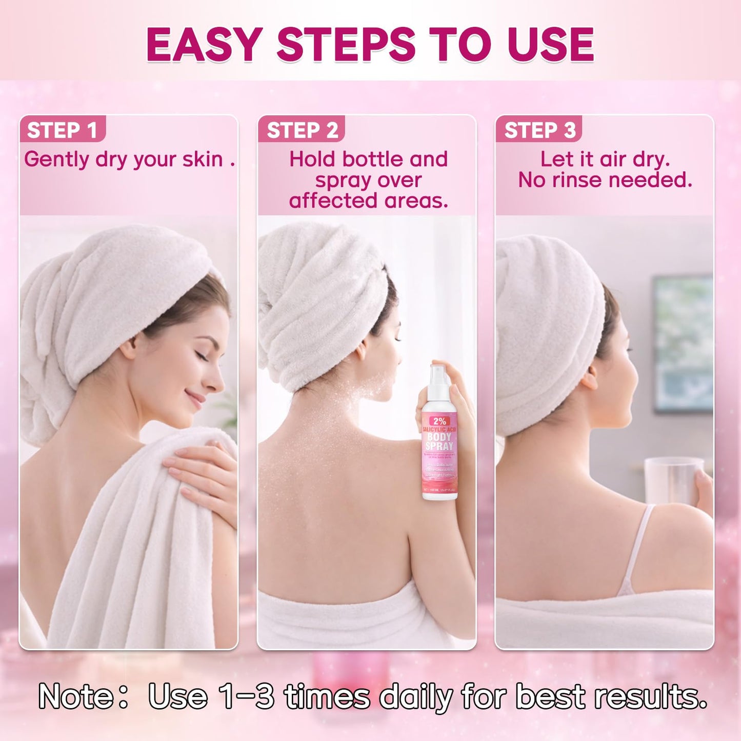 2% Salicylic Acid Spray, 360°Acne Spray, Targets Blemishes, Blackheads, Reduces Body Breakouts, Pore Clarifying, Ideal for Back, Chest, Shoulders, All Skin Types, 5.07 fl.oz