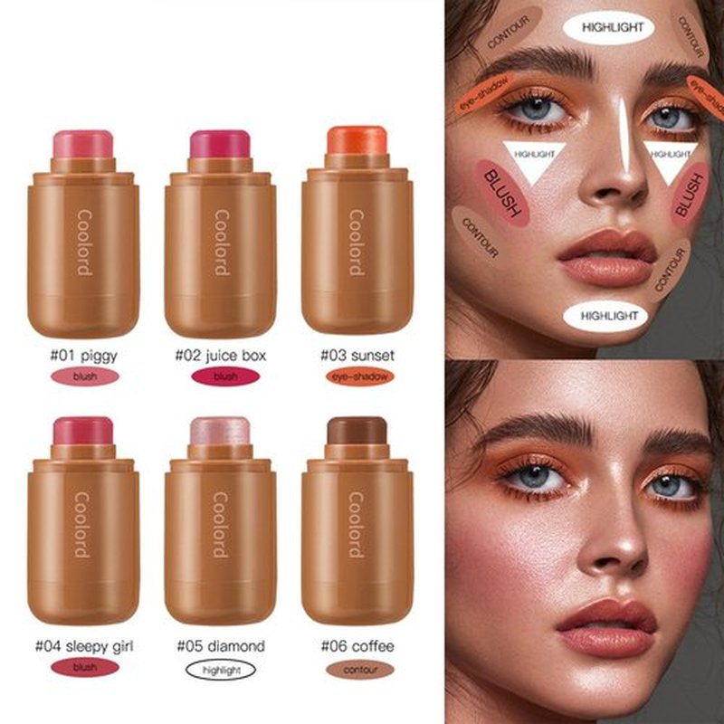 Pocket Blush Stick,Cream Blush Stick,3-In-1 Buildable Natural Blush Stick for Cheek, Eyes, Lips,Long Lasting Lightweight Blendable Blush for cheeks,Non-Greasy (04, #)