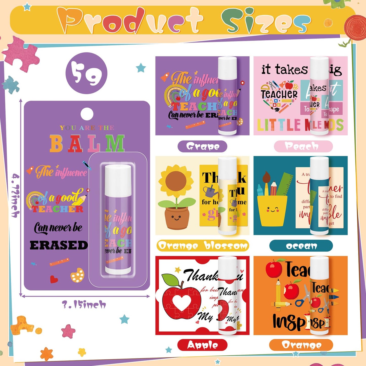 Leelosp 6 Sets End of the Year Teacher Gifts You Are the Balm Lip Balm Bulk with Inspiring Card Back to School Small Appreciation Gifts for Teacher Staff Student School Classroom