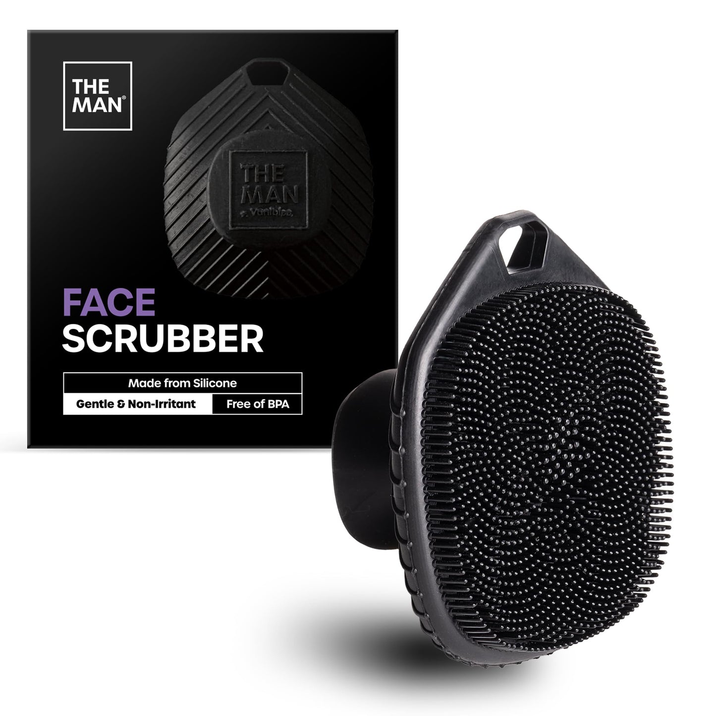 The Man Silicone Face Scrubber for Men, Exfoliating Face Cleansing Brush