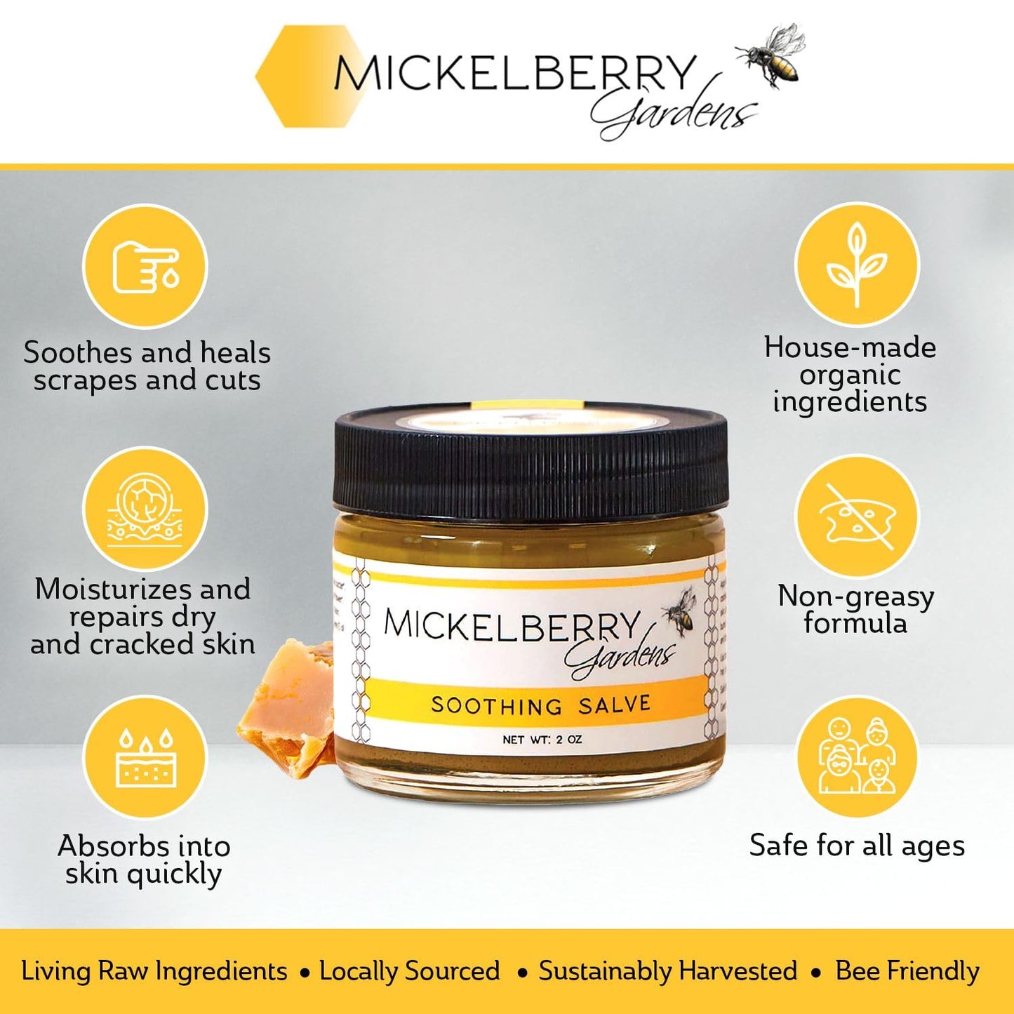 Mickelberry Gardens Soothing Skin Salve 2oz Calendula Lavender Beeswax Balm