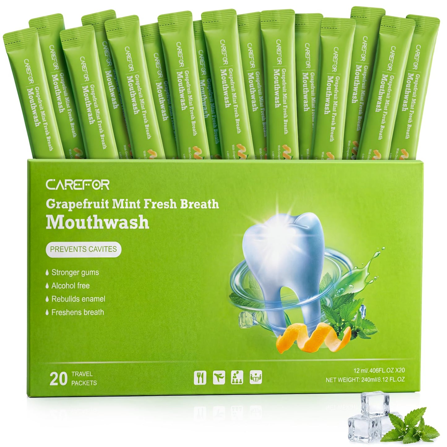 Travel Size Mouthwash Alcohol-Free Gentle Mini Individual Portable 20 Packs