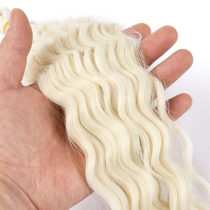 MAYSA Blonde Ocean Wave Crochet Hair 22inch Curly Braiding Crochet 6packs Synthetic Wavy Crochet Hair Extensions for Women # Platinum Blonde