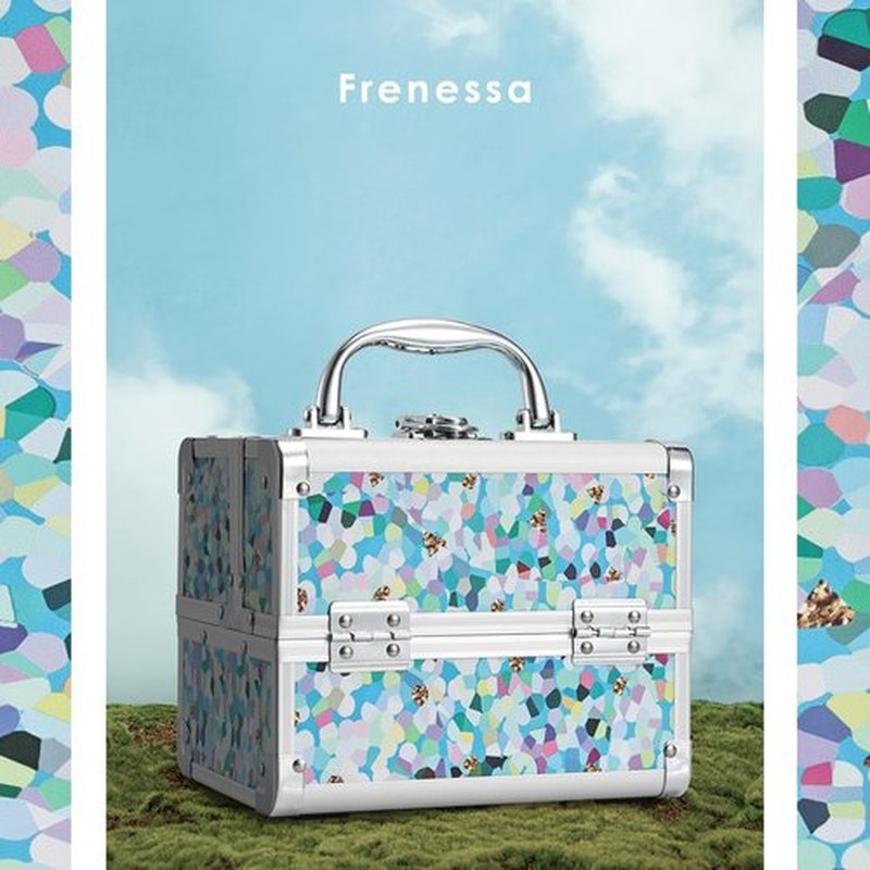 FRENESSA Makeup Train Case Cosmetic Case Organizer Portable Makeup Box 2 Trays with Mirror Makeup Organizer Case for Girls Makeup Supplies, Nail Kits, Crafts Sewing Travel Makeup Case Mosaic Puzzle