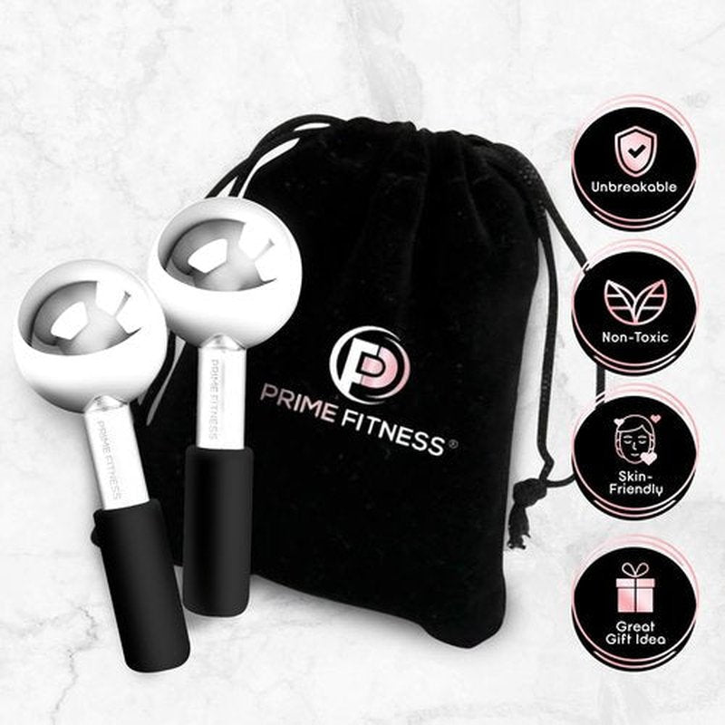 Ice Globes for Facials | Unbreakable Steel Cooling Roller | Cryo Sticks for Face | Massager for Face Neck & Eyes | Skin Care for Dark Circles, Puffiness, Wrinkles, Collagen Production (BLACK)