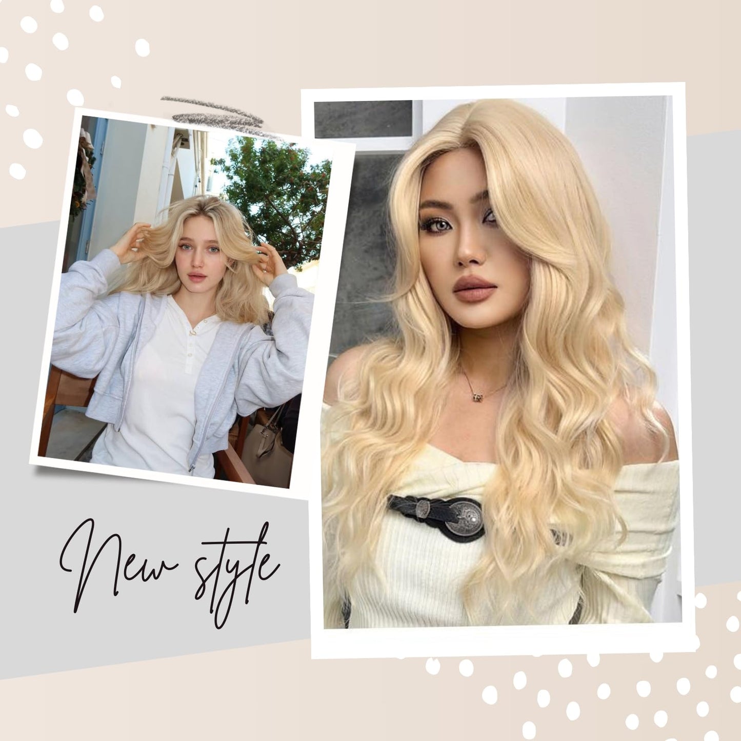Long Blonde Wig for Women 26 Inch Middle Part Wavy Women Charming Wigs Realistic Natural Looking Synthetic Heat Resistant Fiber Hair for Daily Party Use