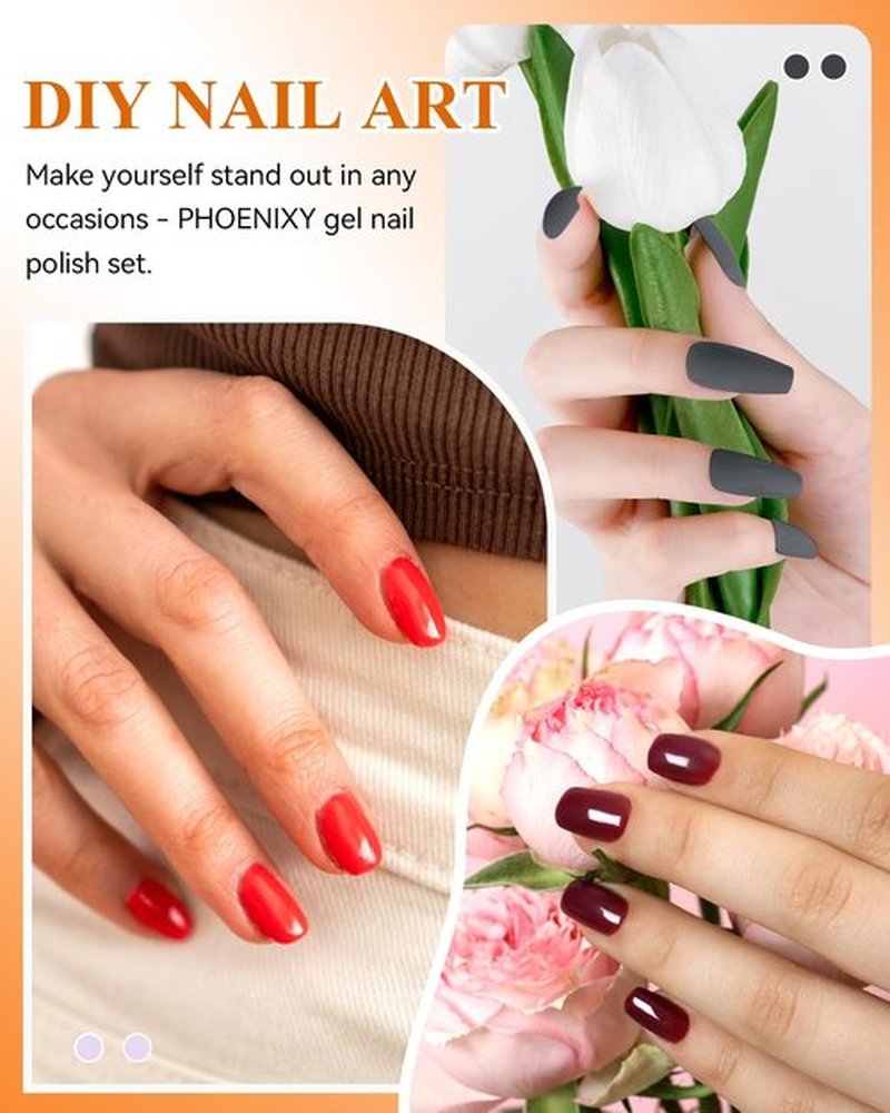Phoenixy 47 PCS Gel Nail Polish Kit with 48W U V Light, Fall Gel Polish Nail Set 26 Colors Dark Blue Orange with Base Matte Top Coat Manicure Tools Nail Art Salon DIY at Home Gift for Women
