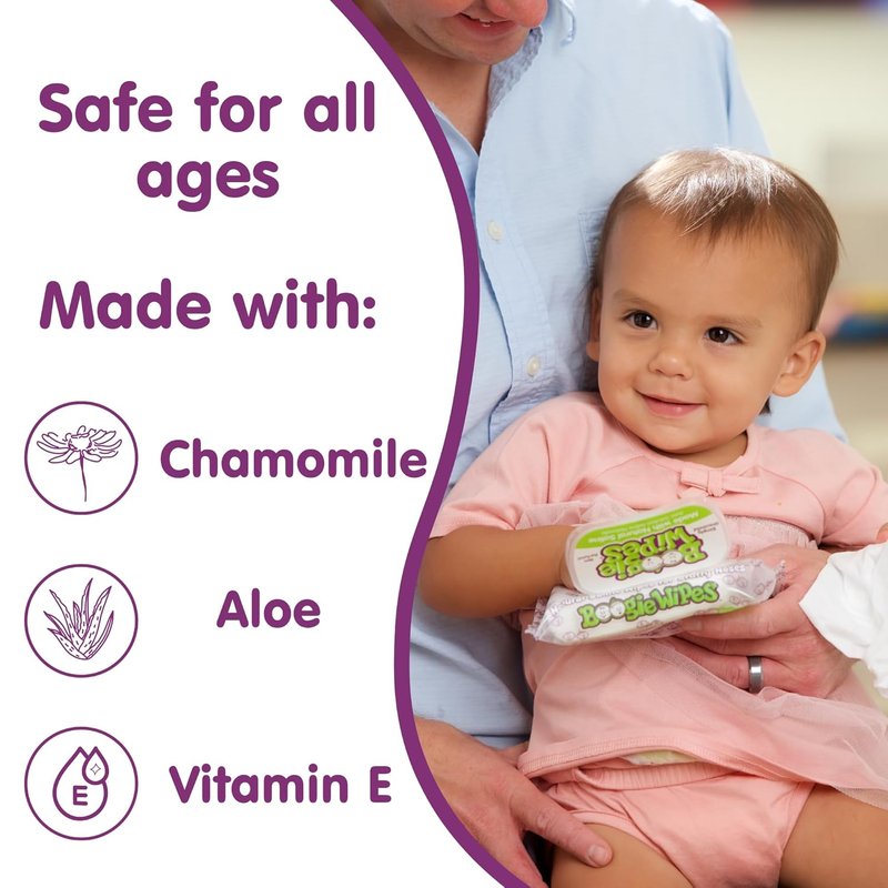 Saline Nose Wipes for Babies & Kids - Vitamin E & Aloe, Unscented | 30 Count (Pack of 12)