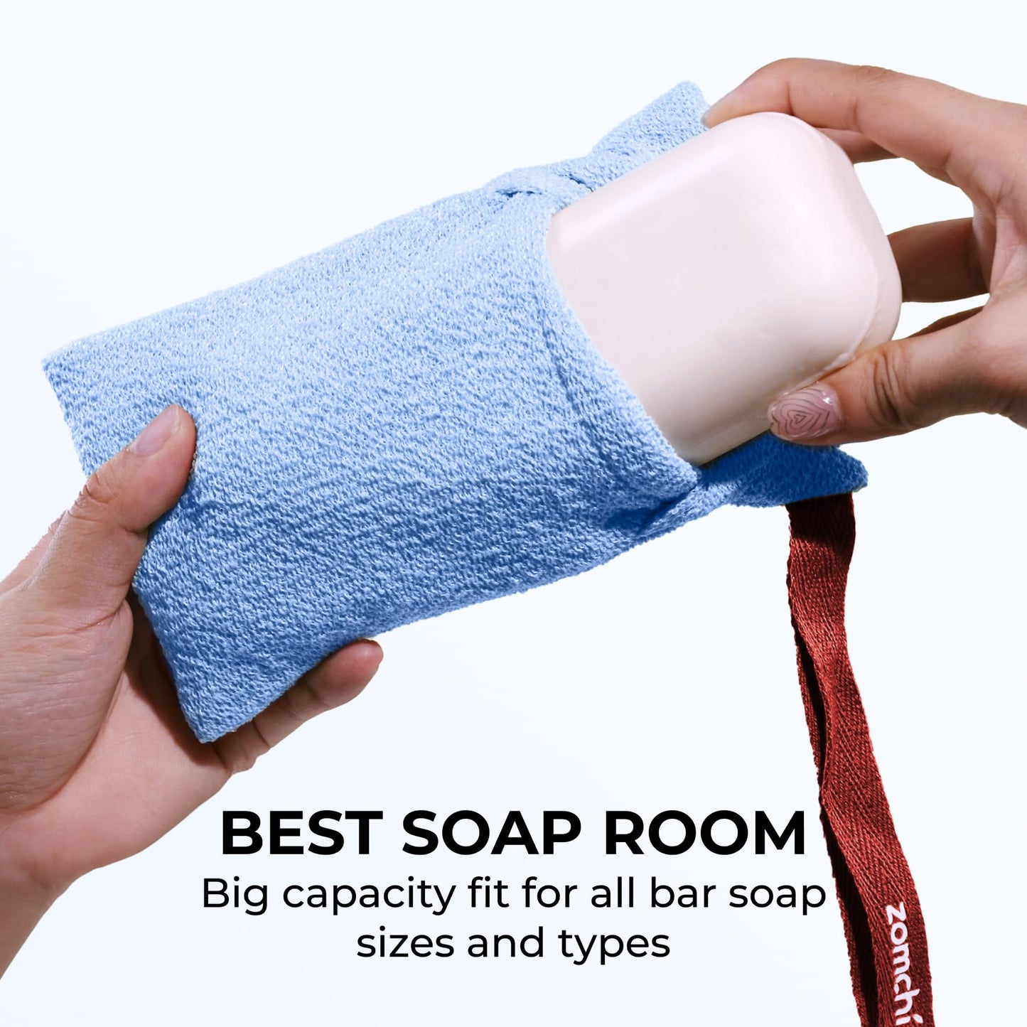 ZOMCHI Soap Saver Bags for Bar Soap, 2 Pack, Dual Texture Blue Set