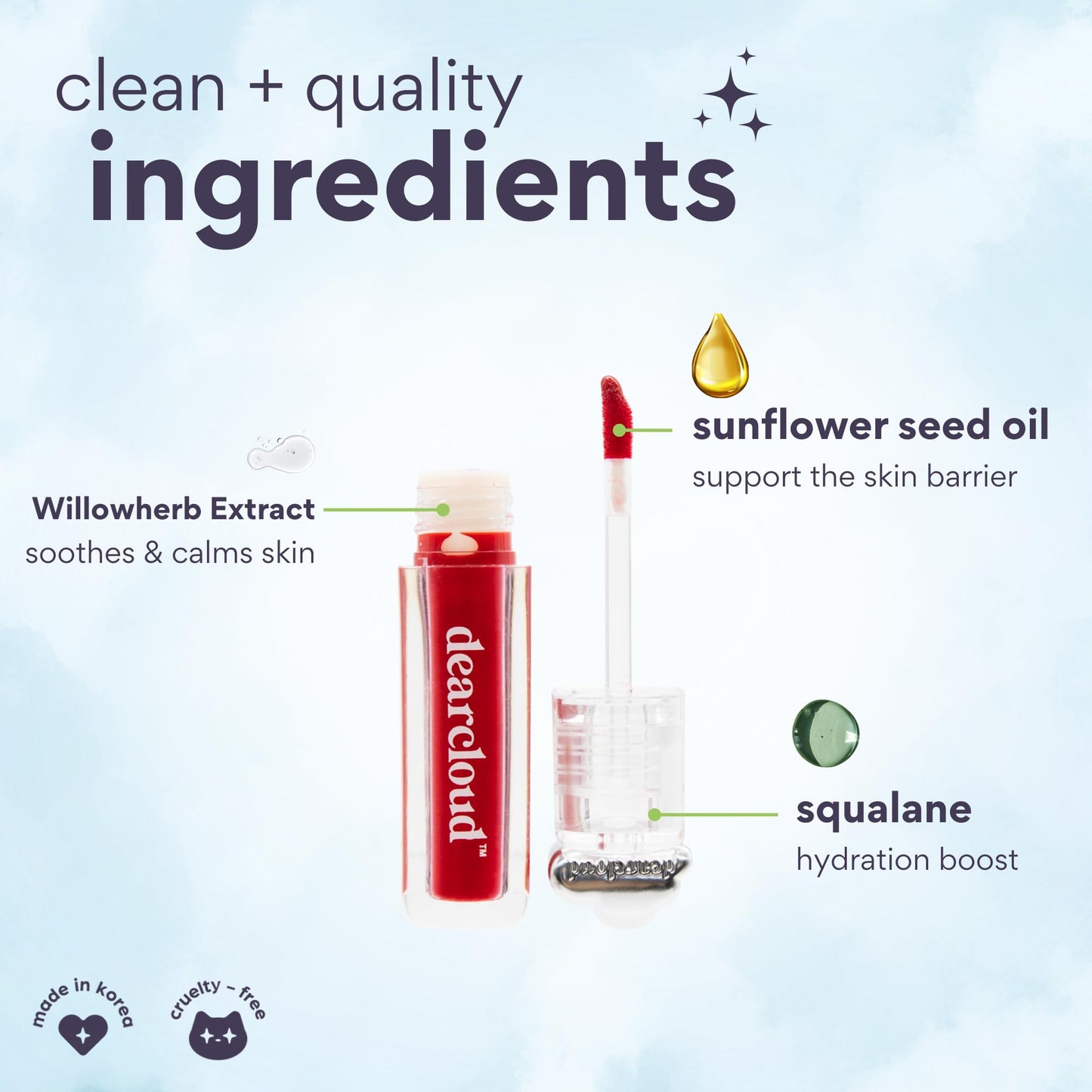 dearcloud Color Crush Lip Tint – Squalane Tinted Lip Balm (Poppie)