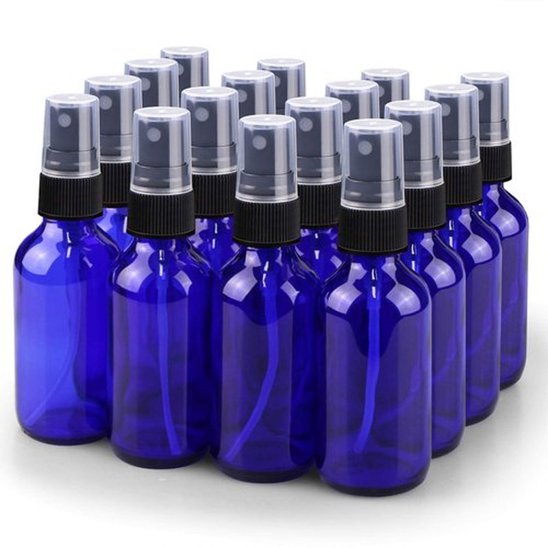 Wedama Spray Bottle, 2 oz Fine Mist Glass Spray Bottles, Little Refillable Liquid Containers for Watering Flowers Cleaning (16 Pack, Blue)